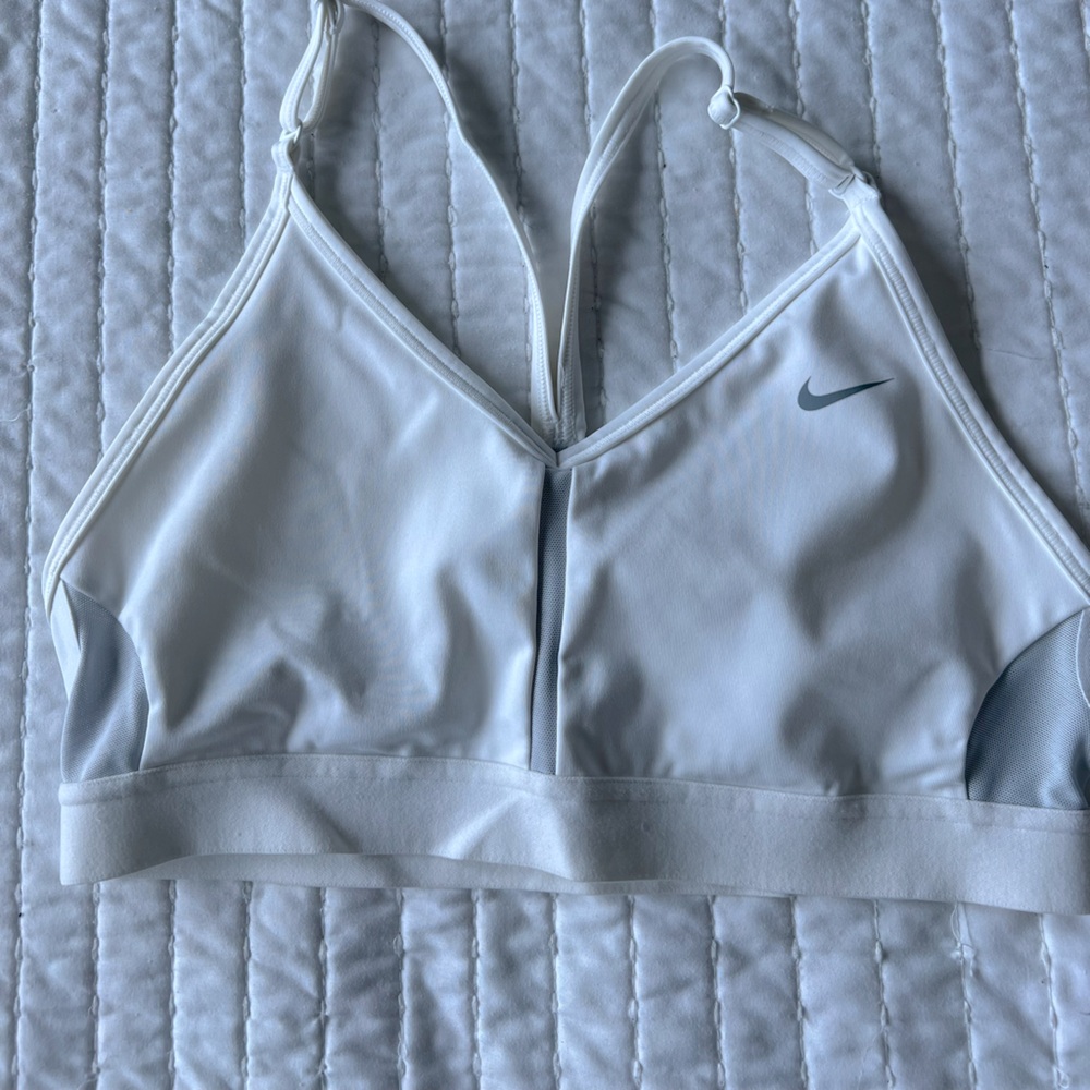 NIKE Dri Fit Mesh Sports Bra in White